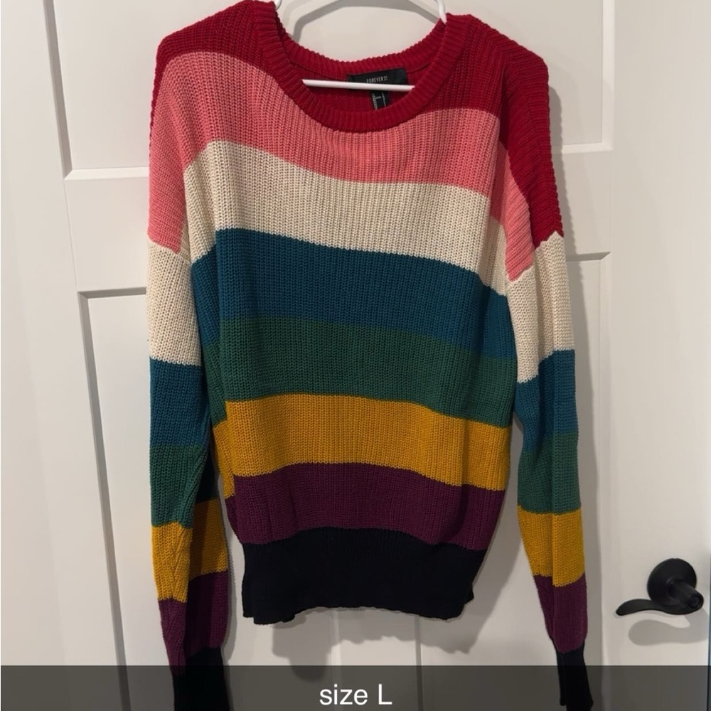 H&M Multicolor Striped Crew Neck Sweater
